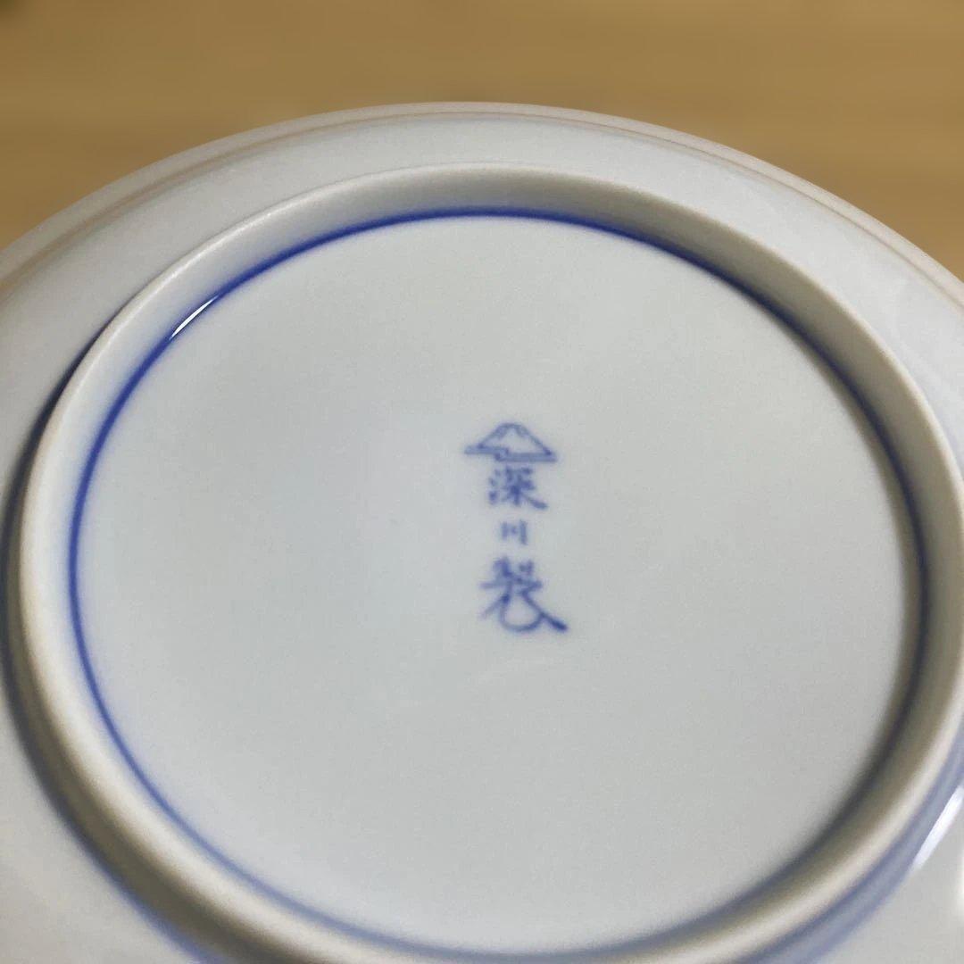 深川製磁　蘭外濃　銘々皿　和皿　取り皿　輪花　青　花　プレート