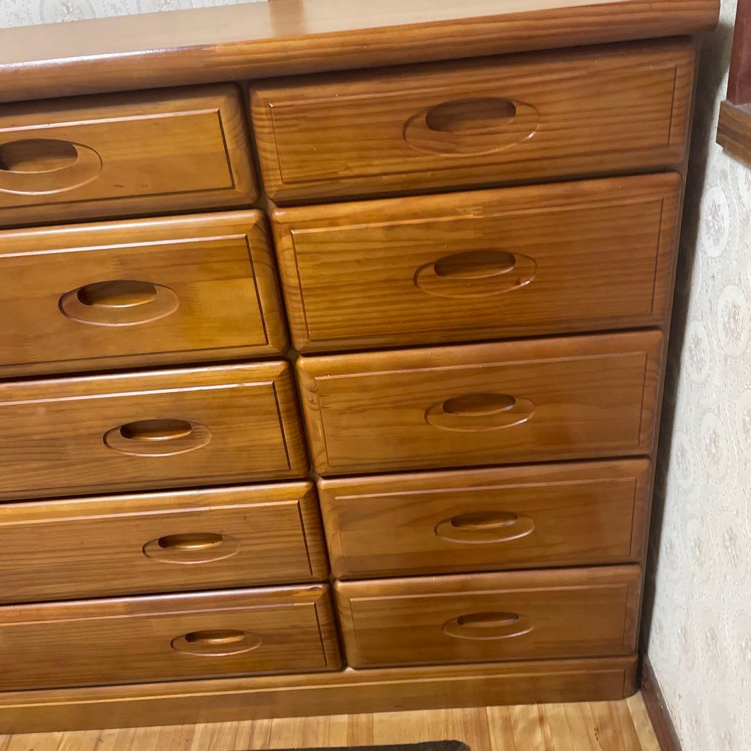 カントリー調木製タンス 引き出し10個 ナチュラルウッド