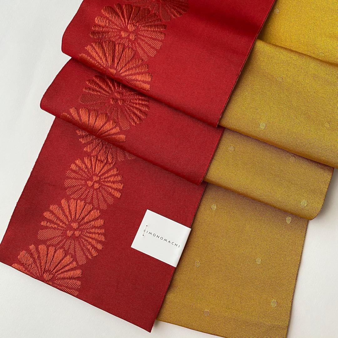 【浴衣6点セット】キモノマチ　浴衣　半幅帯　タグ付　二分紐　帯留め　下駄　バッグ