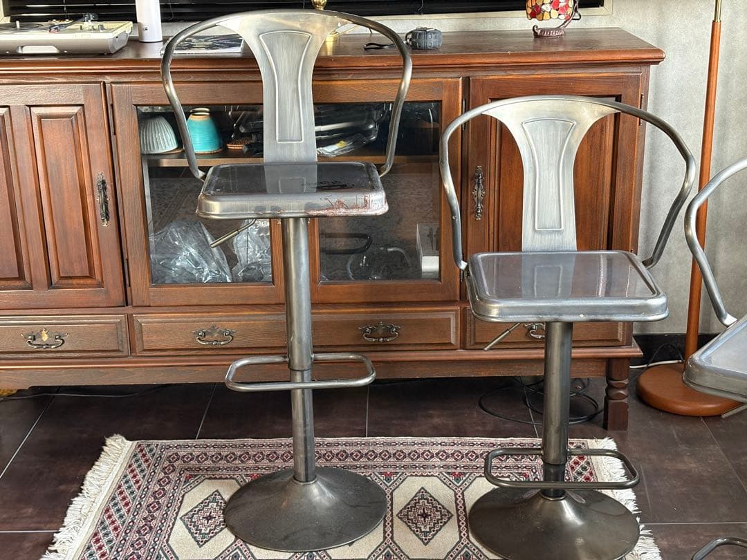 アメリカン　ブリキ調　カウンターチェア　バーカウンター　バーチェア　４脚　nZ