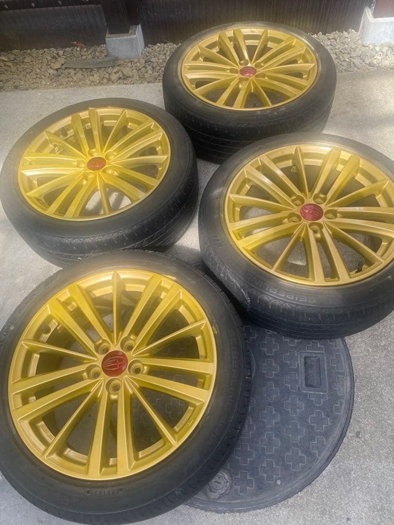 ④TTosh_T〈綺麗〉インプレッサ　純正ゴールドホイール17インチ