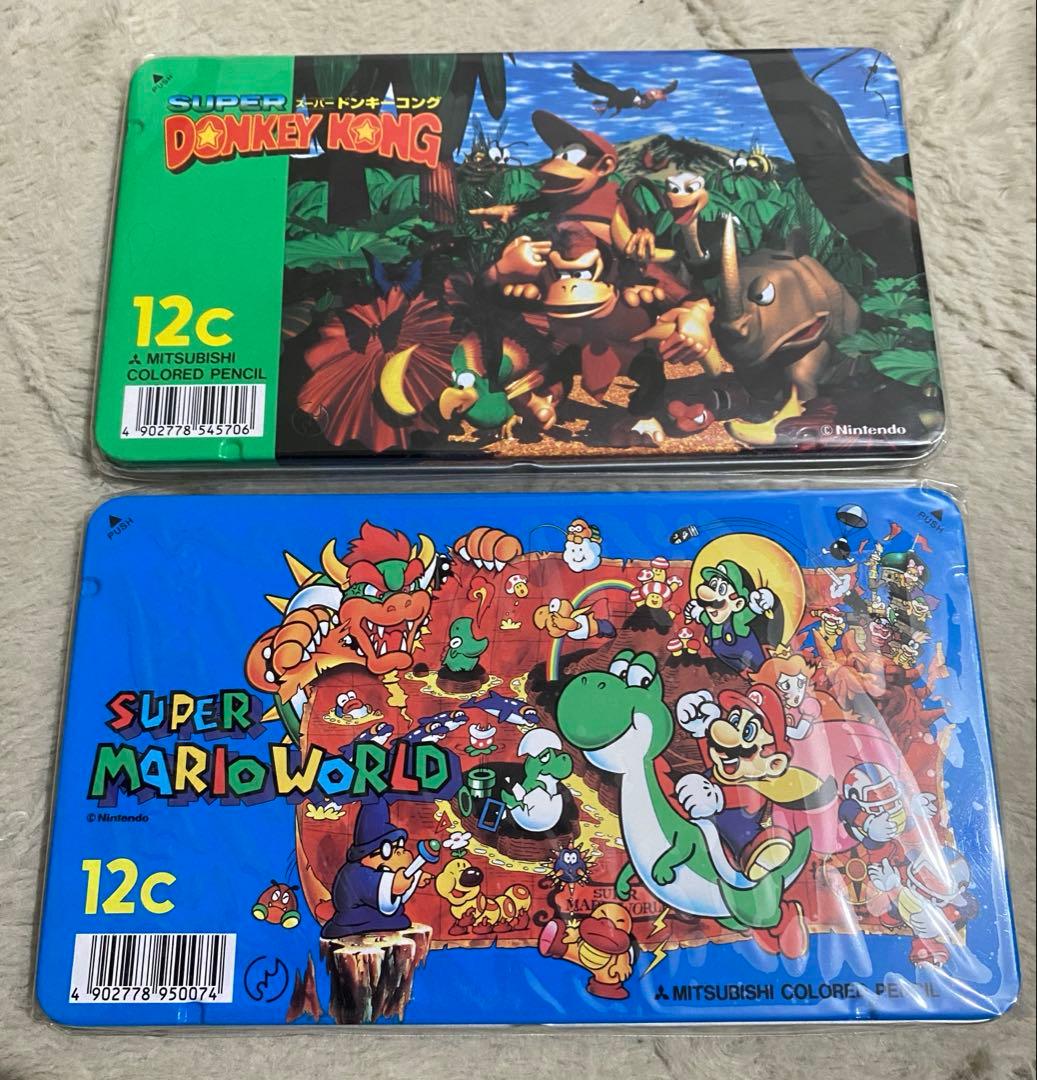 ドンキーコング　マリオワールド　文房具　鉛筆削り　色鉛筆　スーパーファミコン