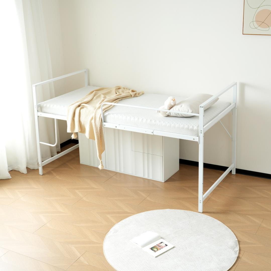 超人気！北欧風 一人暮らし ロフトベッド【高さ110cm】 White