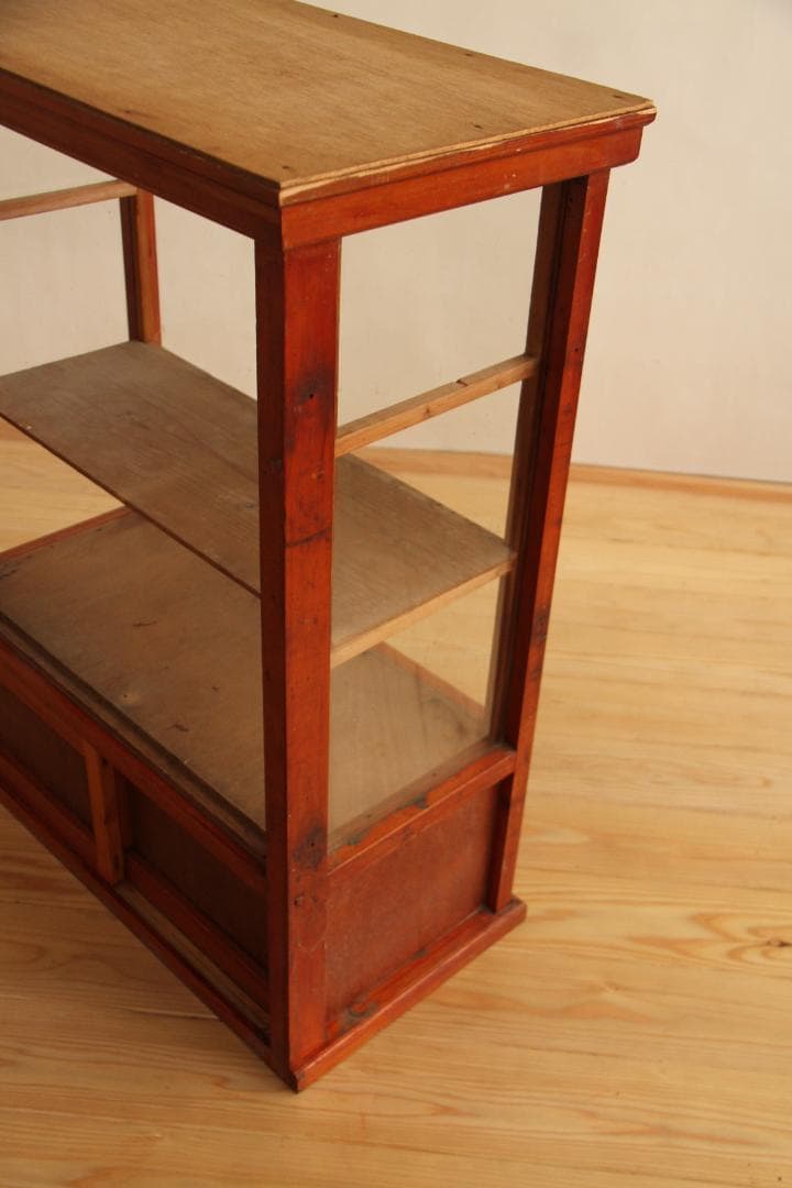 ガラス棚　デイズプレイ棚　店舗什器　棚　木製アンティーク　高さ約90㎝