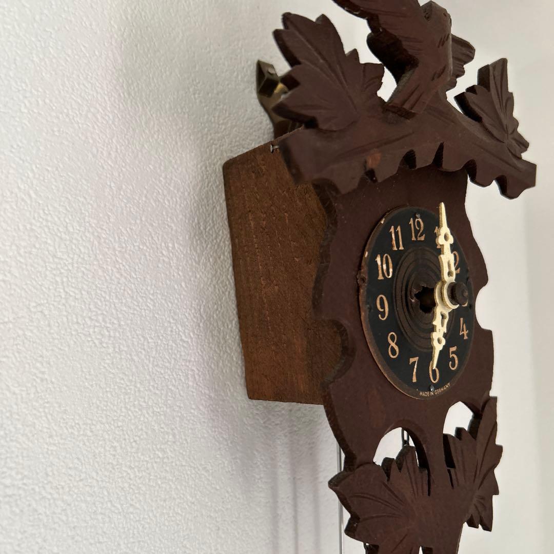 木製柱時計　時代物ミニ柱時計 made in Germany レトロ鳩時計