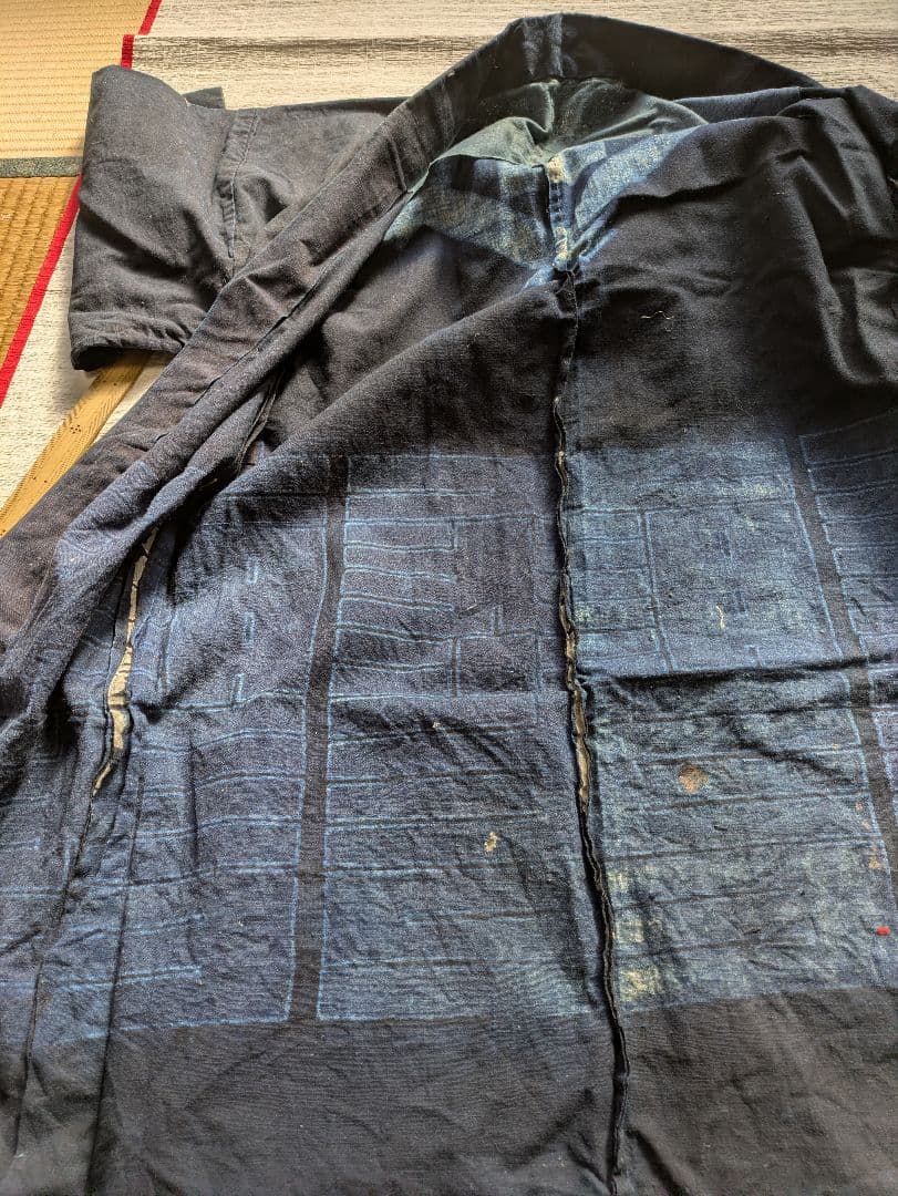 値引　珍品⑧古布時代物アンティークレトロ　貴重　藍染半纏　　インテリア　リメイク