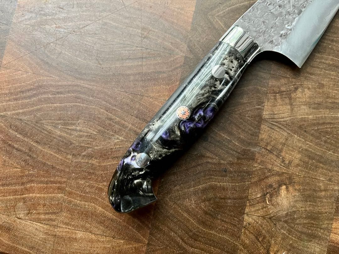 黒崎 優 閃光 鋭　ハイス　SG2 鎚目 牛刀　包丁 180mm 黒アクリル柄