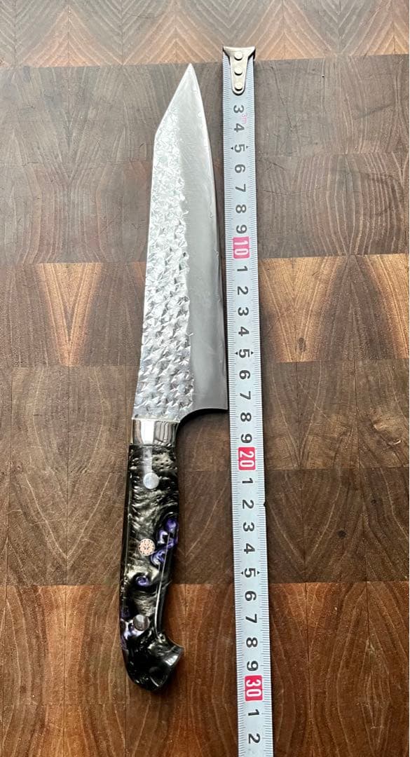 黒崎 優 閃光 鋭　ハイス　SG2 鎚目 牛刀　包丁 180mm 黒アクリル柄