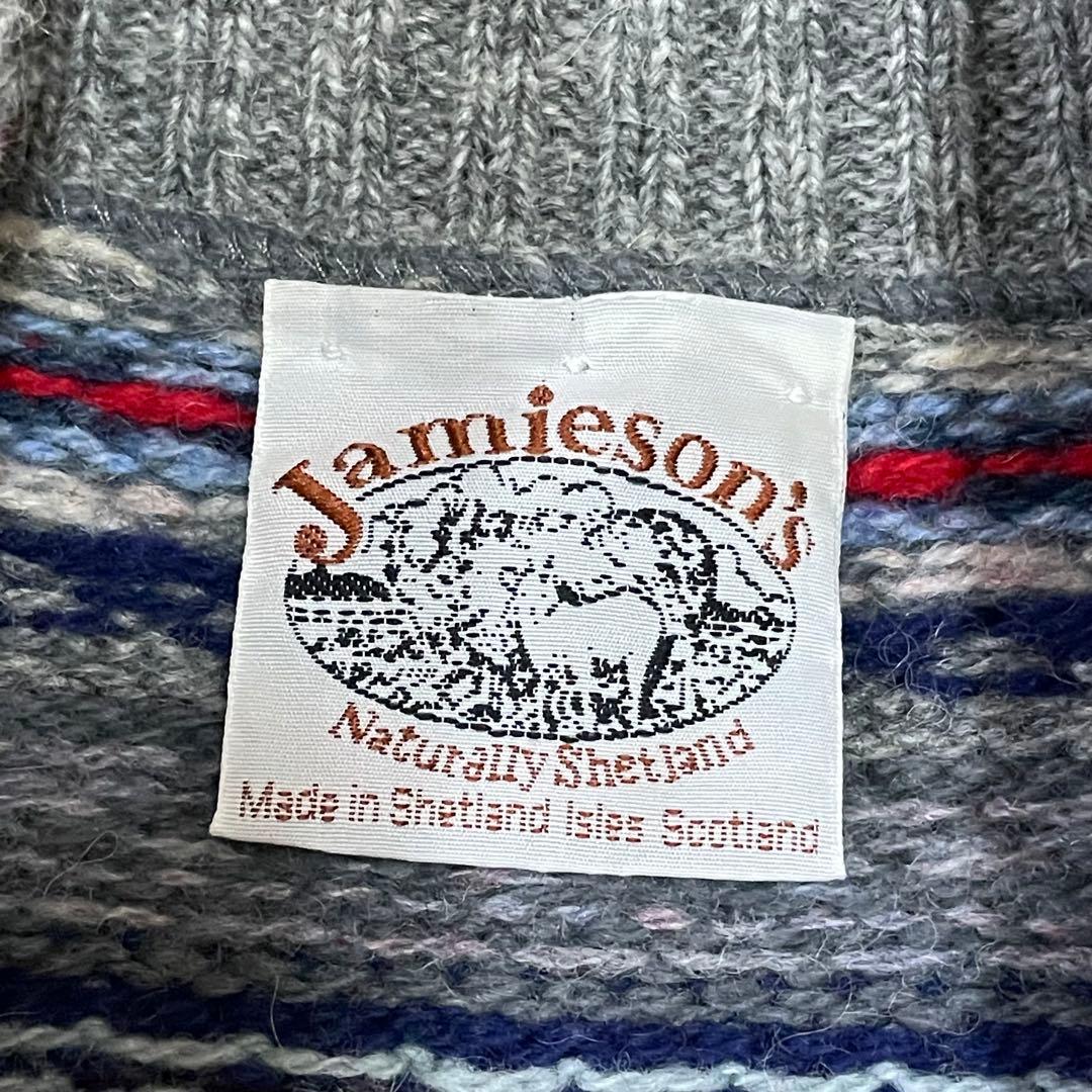 ジャミーソンズ　シェトランドウール ニットベスト　ショールカラー　メンズM位