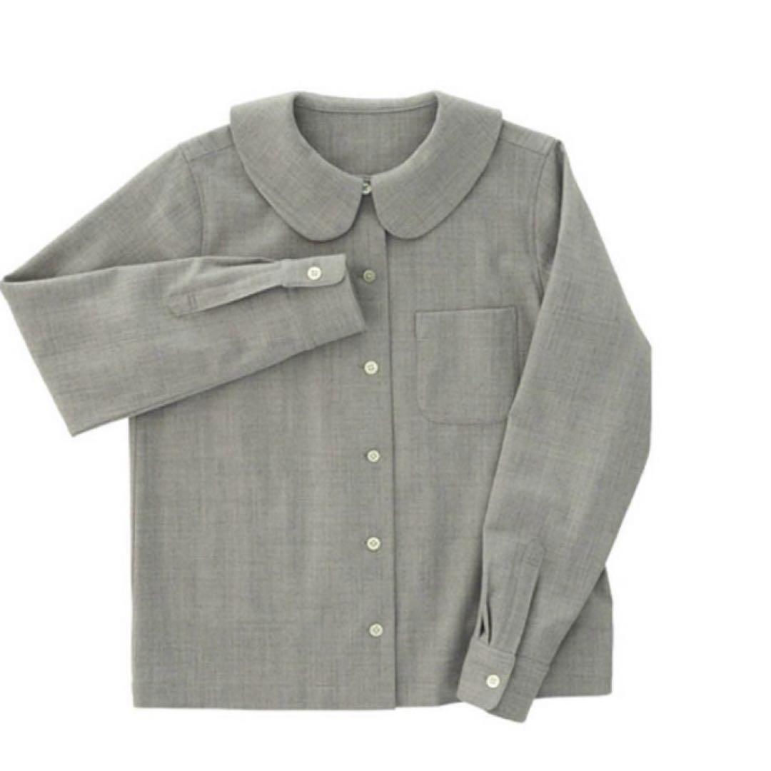 a. エー・ドット 日本製 大橋歩 丸襟 シャツ グレー 長袖 S ウール混