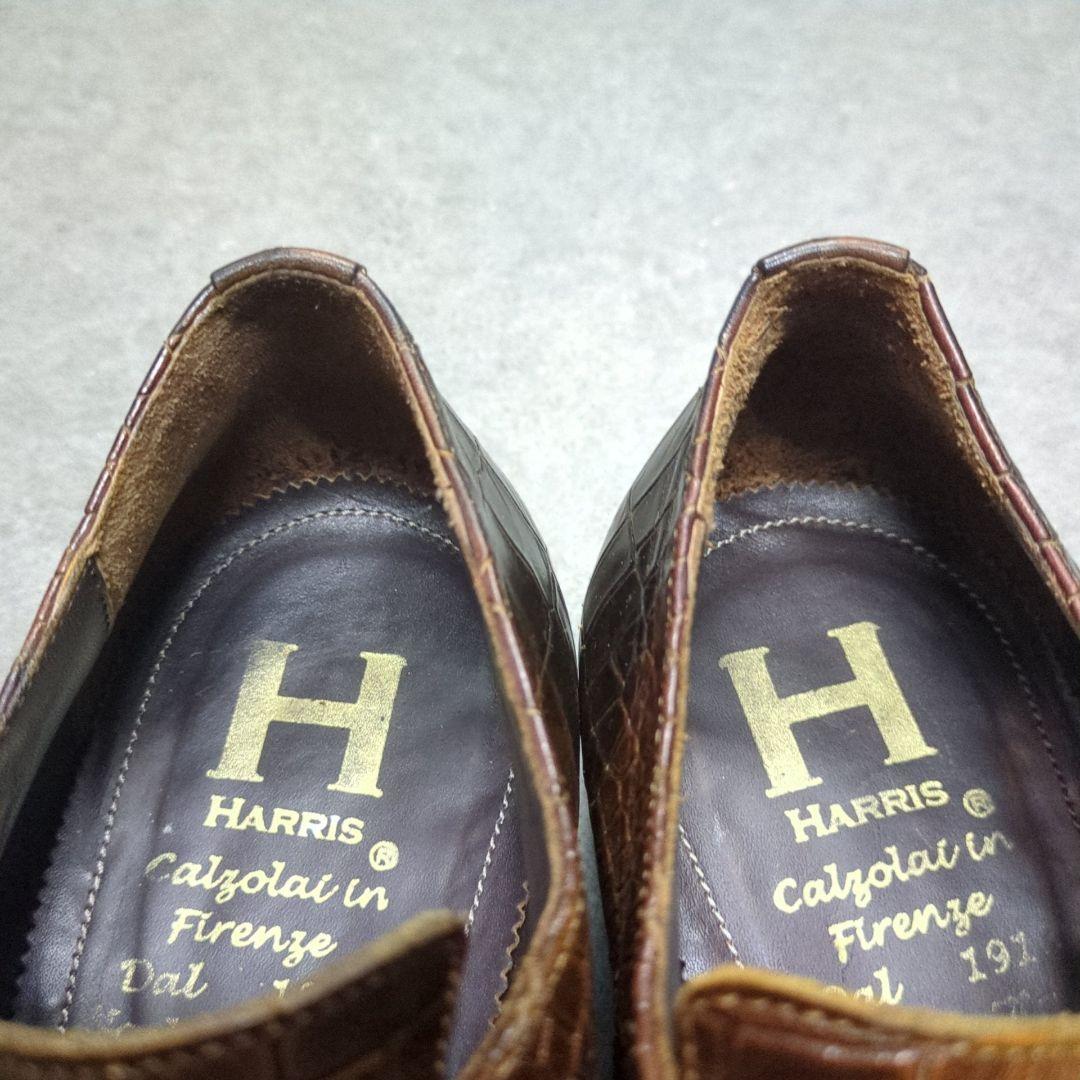 100周年限定　HARRIS ハリス クロコ柄 レザー ダブルバックルシューズ