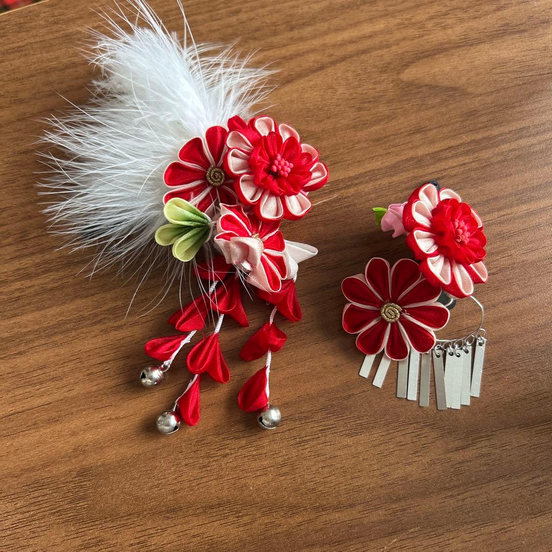 七五三　着物 緑　正絹　7歳　フルセット