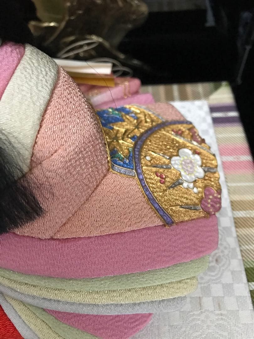 初代石川潤平 木目込　雛人形 鶴亀雛 本金蒔絵黒屏風