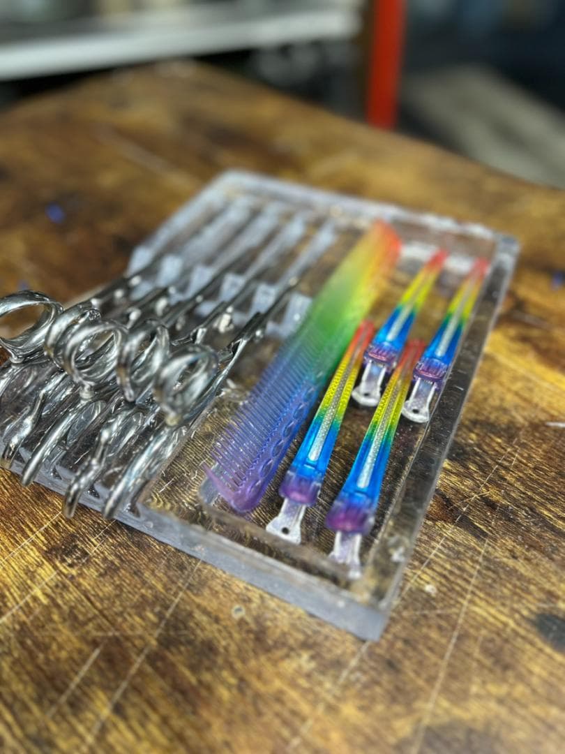 BARBER　barbershop　シザーケース　シザースタンド　レジン