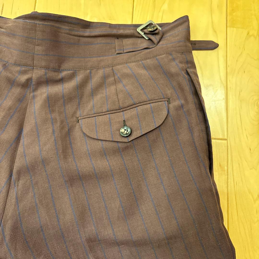 【定価250000円】サルトリオ 本切羽 ボルドーストライプ青 ダブルスーツ46