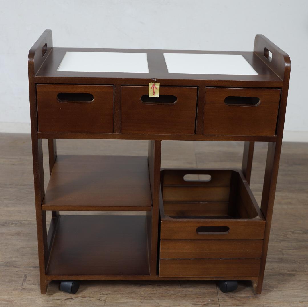 桐製 マルチストッカー キッチンラック 収納　ワゴン　完成品