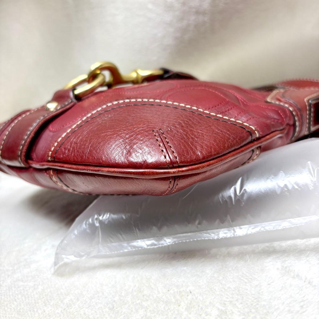 Coach Shoulder Bag Leather wine red 赤