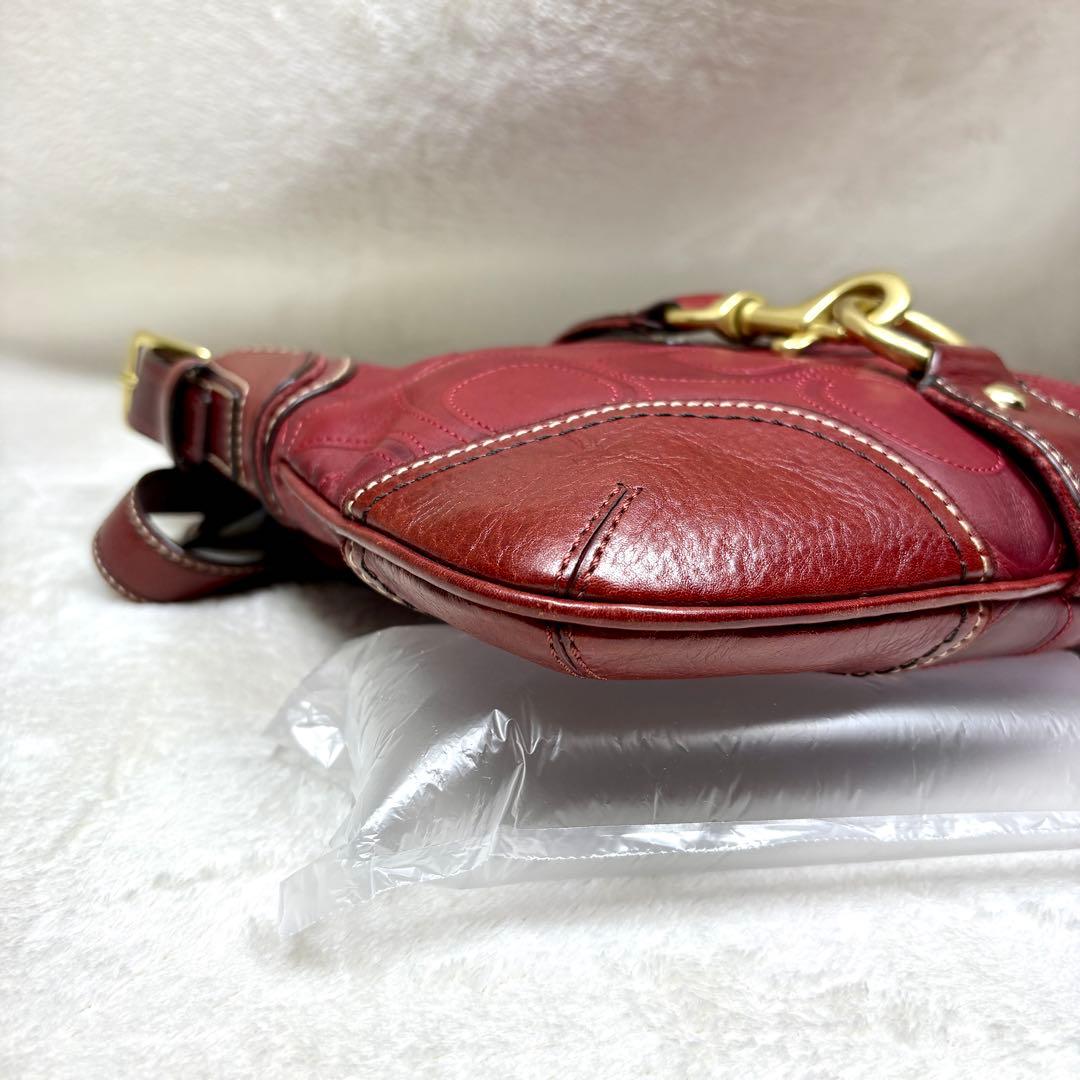 Coach Shoulder Bag Leather wine red 赤