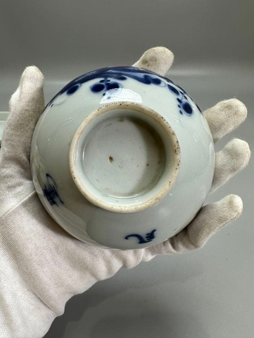 中国 古染付 梅絵 蓋碗 七件