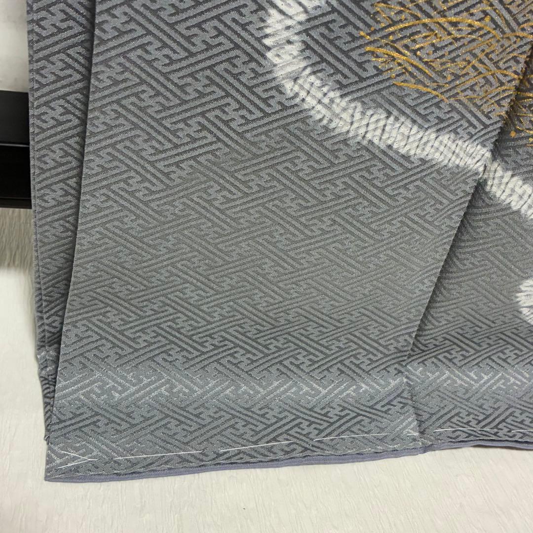 D182 訪問着　絞り　桜刺繍　流水　正絹　着物　袷　しつけ糸付き未使用極美品