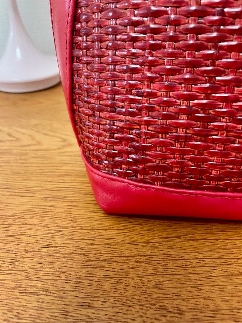 ペリーコ　美品！レザー×藤編み　クラッチ、ハンドバッグ