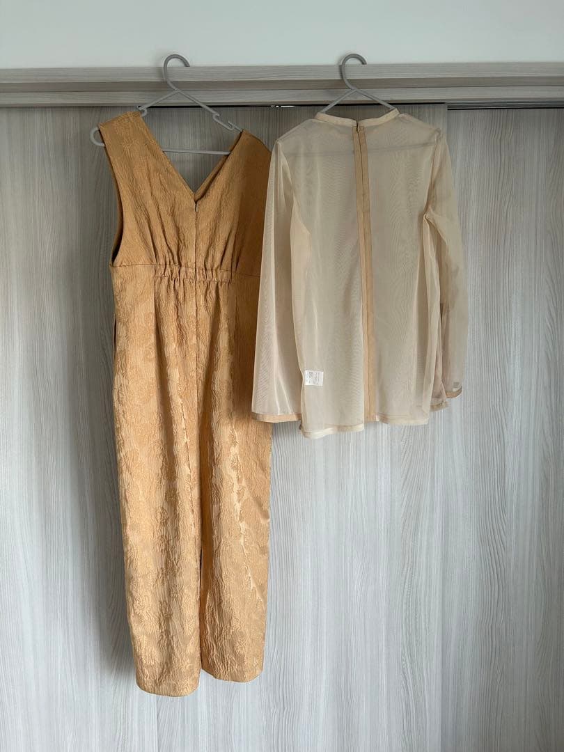 aimer チュールブラウス付きジャカードIラインパーティードレス