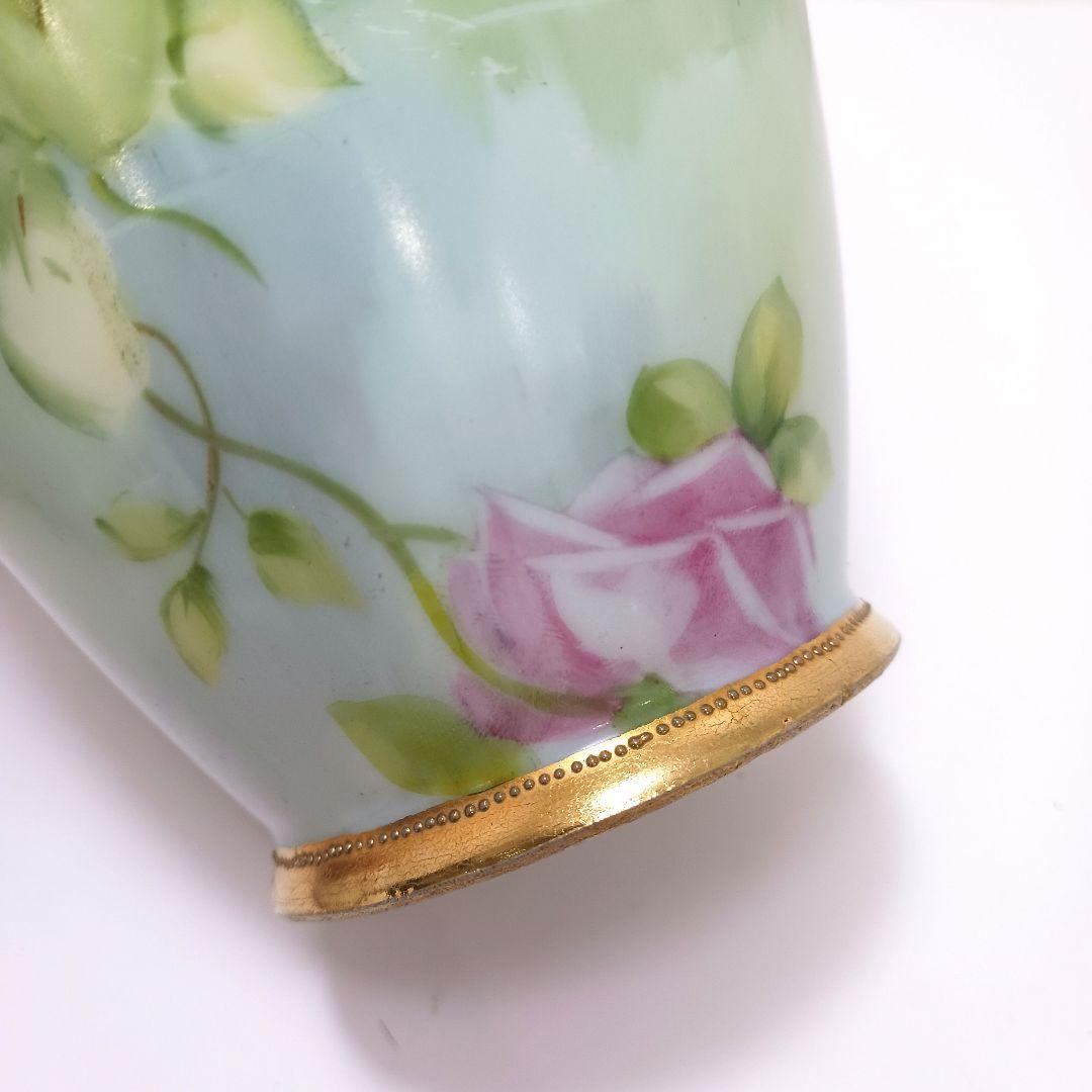 Y3036-2 オールドノリタケ ハンドペイント 薔薇 花瓶 高さ22㎝　　L