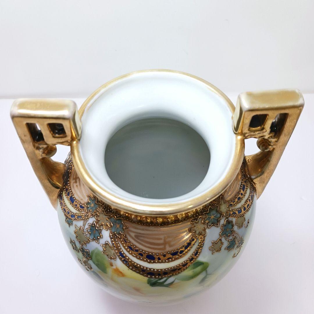 Y3036-2 オールドノリタケ ハンドペイント 薔薇 花瓶 高さ22㎝　　L