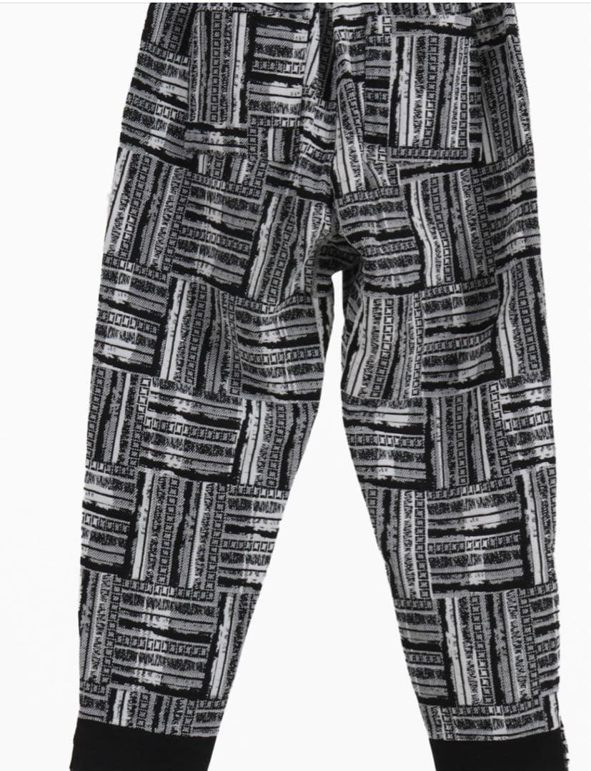 【新品未使用】CAMBIO カンビオ テーパードパンツ アンクル 総柄 白黒 S