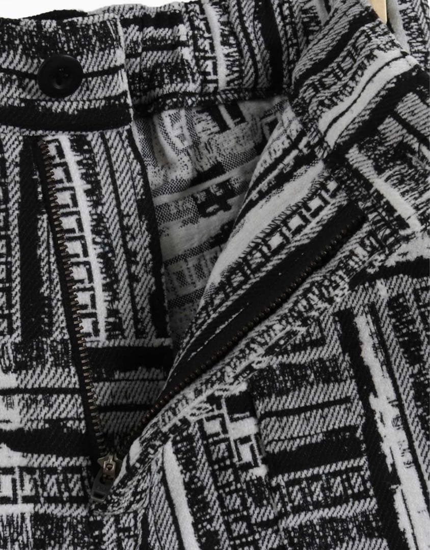 【新品未使用】CAMBIO カンビオ テーパードパンツ アンクル 総柄 白黒 S