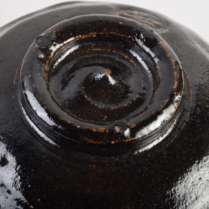 茶道具　八事窯　一休庵　中村道年造　黒楽茶碗　共箱　C　8879