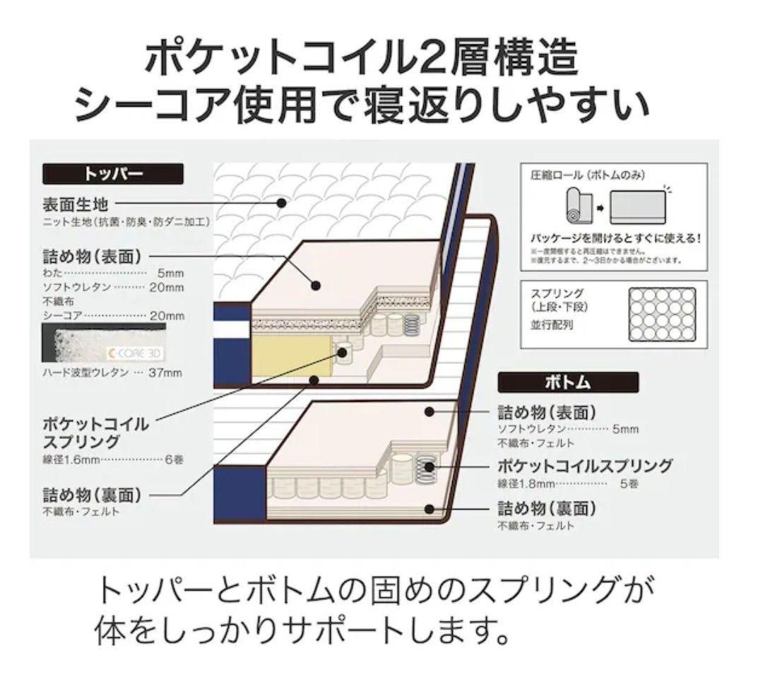ニトリ シングル マットレス Nスリープ ハード H3-CC かため Hシリーズ