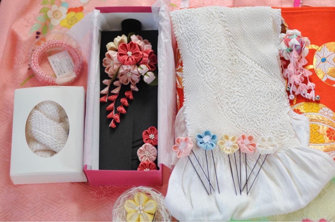 七五三 フルセット 正絹 5歳 7歳 作り帯 袋帯 ジュニア 黒 アンティーク