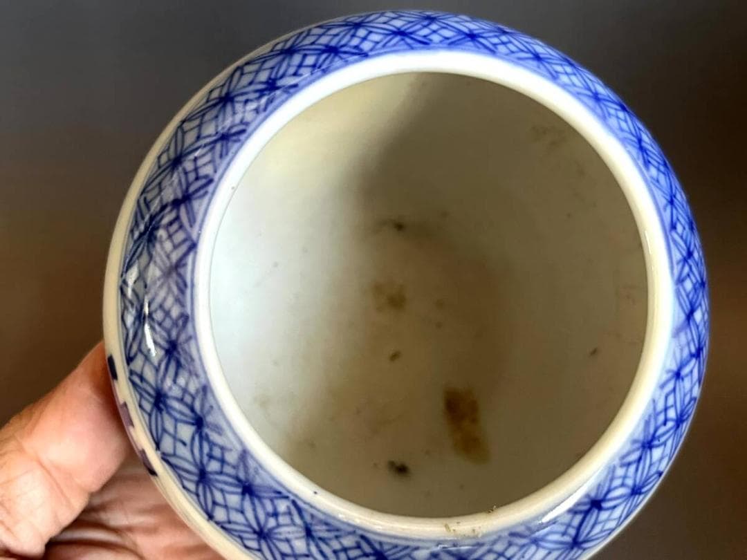 火入れ■香炉 伊万里 染付桃文 明治期 聖果 青花 火器 時代物 骨董品■