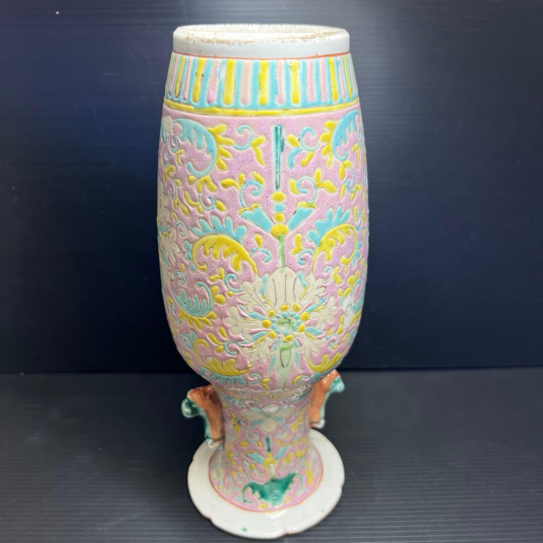 専用　中国清時代　粉彩花瓶　高さ約25㎝　東Y7-1208☆2Fトヒチル
