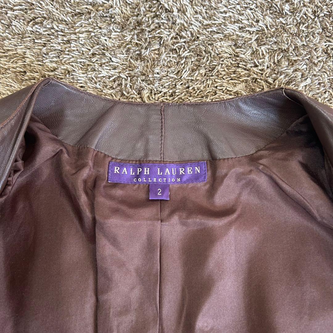 希少 ラルフローレン パープルレーベル レザー ジャケット ブラウン ラムレザー