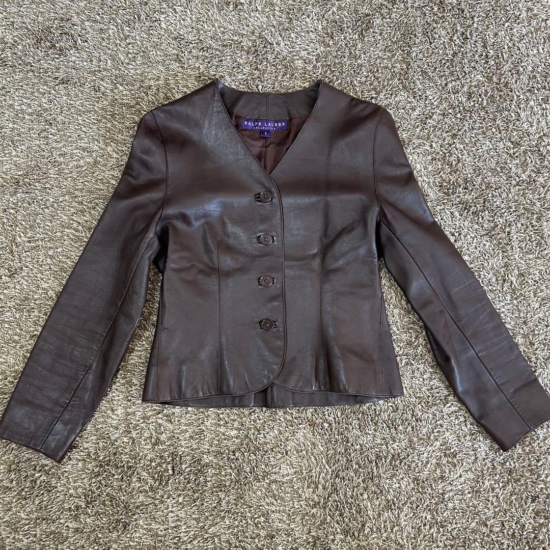 希少 ラルフローレン パープルレーベル レザー ジャケット ブラウン ラムレザー