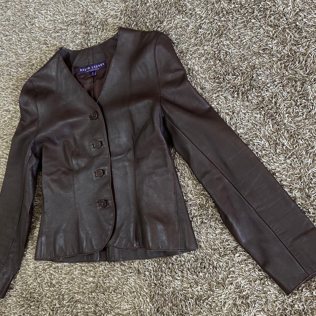 希少 ラルフローレン パープルレーベル レザー ジャケット ブラウン ラムレザー