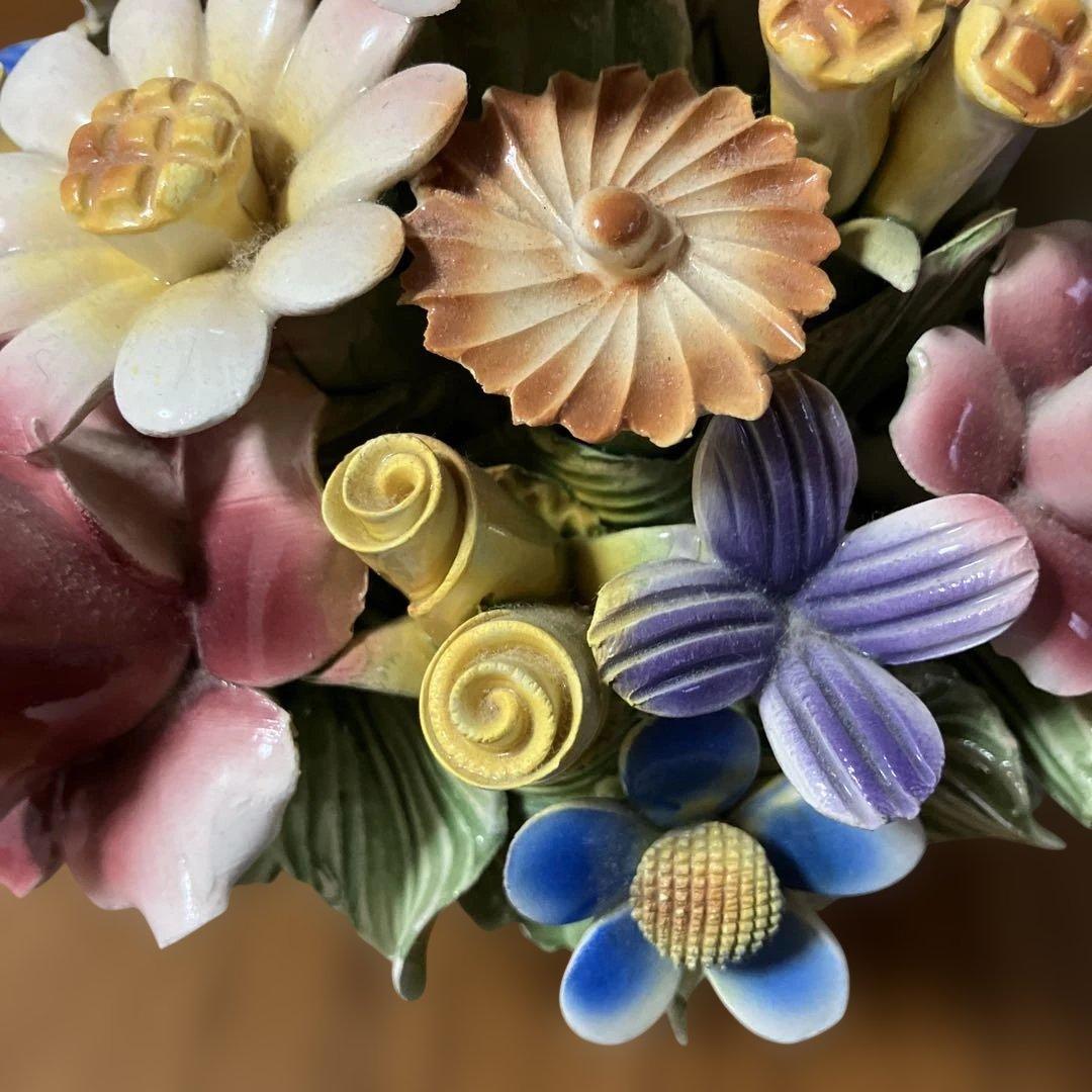 陶花バッサーノ　 イタリア 陶器製 花束 置物 多色