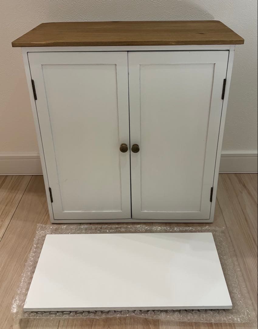 【新品未使用・値下げ】salut! サリュ　オールドウッド2段両開きキャビネット