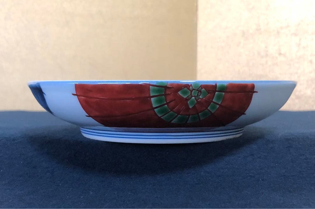 《R》有田焼 染錦 傘絵 皿4客 源右衛門作 共箱　251204お3