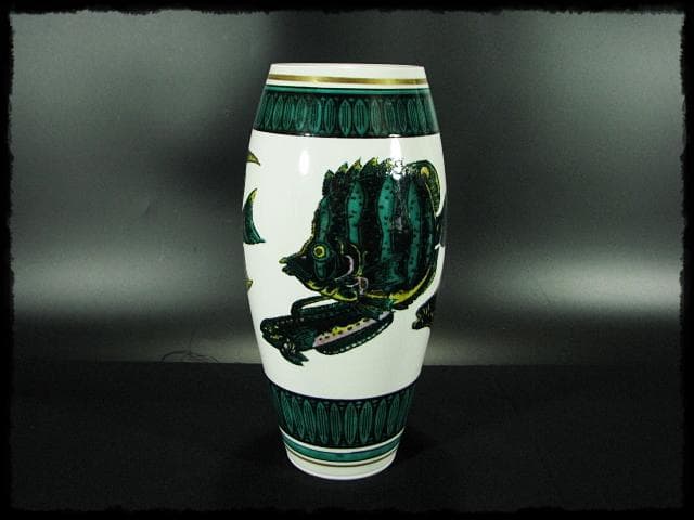 北出 塔次郎 瑞潮 色絵 花入 九谷 花器 師波山憲吉 四方桟共箱 d87