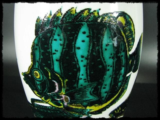 北出 塔次郎 瑞潮 色絵 花入 九谷 花器 師波山憲吉 四方桟共箱 d87