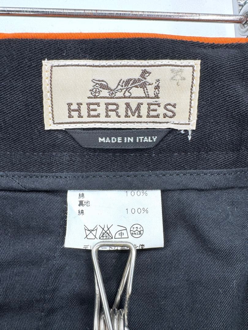 HERMES 綿パンツ スラックス 54サイズ ブラック チノパン