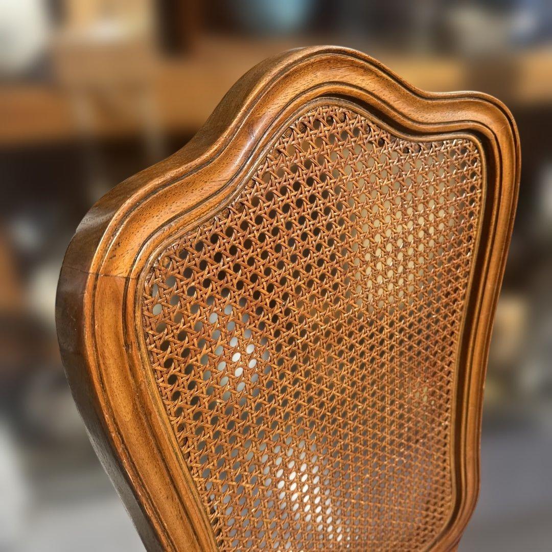 木製ラタンバックダイニングチェア 猫脚