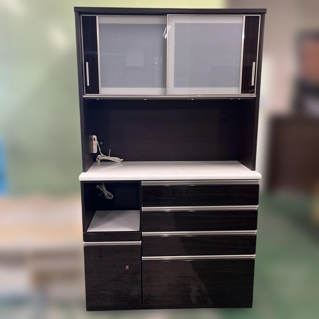 ニトリ 木製食器棚 ダークブラウン ガラス扉付き インテリア 家具