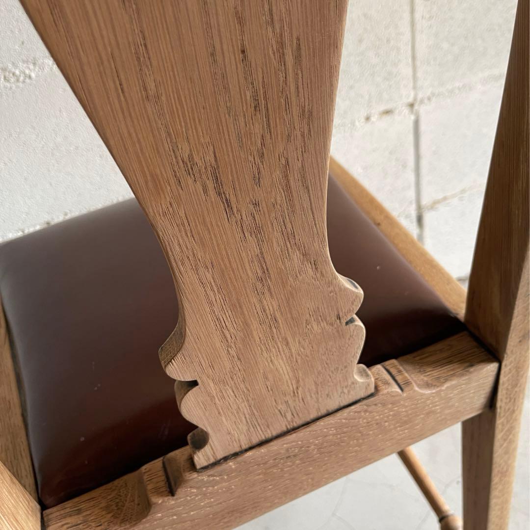 英国アンティーク　クイーンアンチェア　本革　猫脚　ダイニングチェア