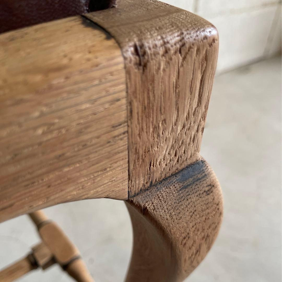 英国アンティーク　クイーンアンチェア　本革　猫脚　ダイニングチェア