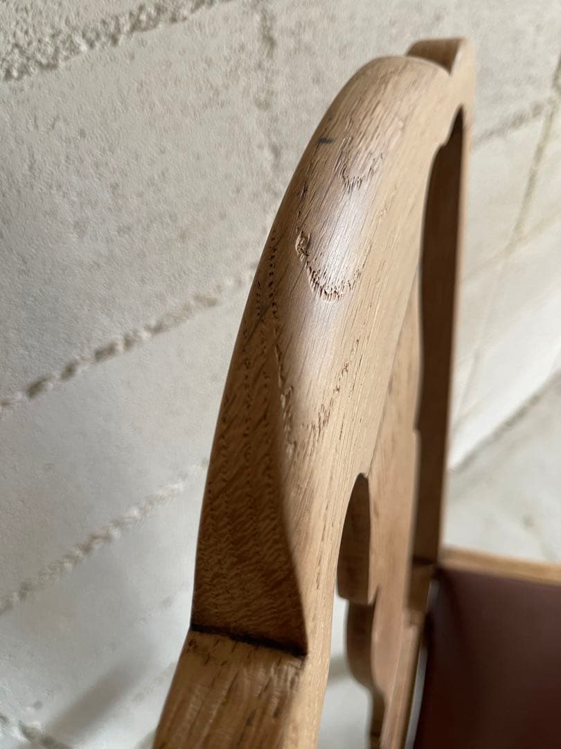 英国アンティーク　クイーンアンチェア　本革　猫脚　ダイニングチェア