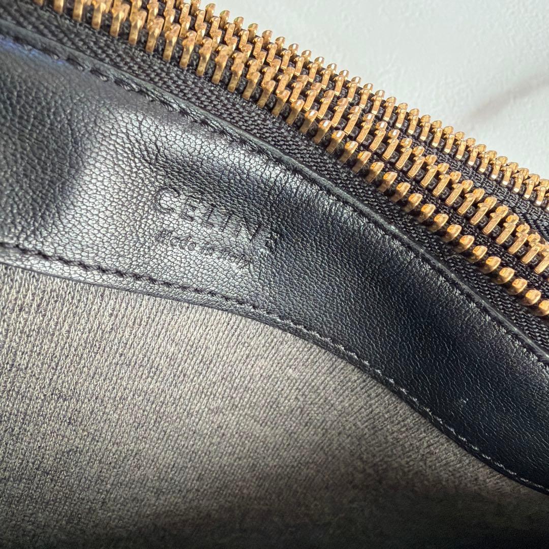 美品 CELINE セリーヌ 旧ロゴ トリオ ラージ 黒 ショルダー 保存袋